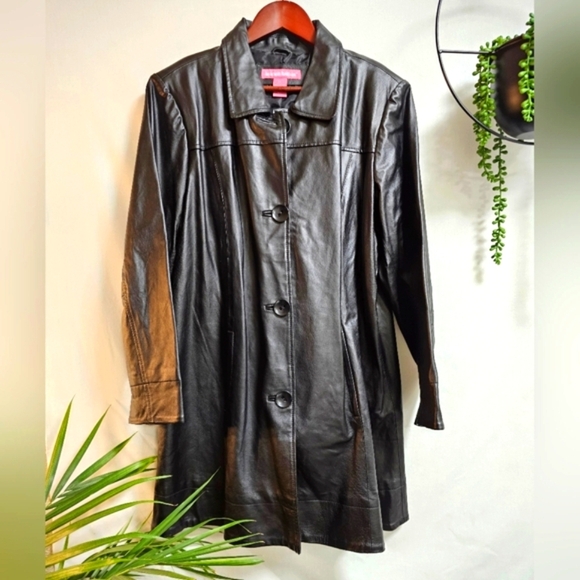 Woman Within Black Leather Coat | Size 18W - Picture 4 of 5